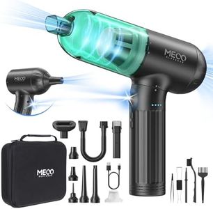 MECO ELEVERDE 4 en 1 Souffleur Air Comprimé et Aspirateur, 130000 TR/Min Soufflette Air Comprimé avec Moteur sans balais et Lumières LED, Bombe Air Sec Nettoyage PC pour Clavier, Vert