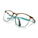 LeonDesigns Safety Glasses Anti-Fog Goggles Z87.1 Blue Light Blocking Anti-Dust UV Protection Glasses For Men Women (Tortoise/Green)