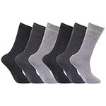 ZRWASKA® Diabetic Socks For Men Wide Elastic Cotton Neuropathy Loose Top Soft Grip Oedema Friendly Swollen Feet Legs non elastic socks Size UK 6-11 (6 Pairs - Gray T&S)