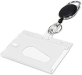 kwmobile Retractable Reel and Badge Holder - Single Card Holder with Belt Clip, Carabiner Hook and Keyring - for ID Cards, Passes and Badges - Black