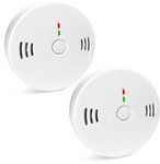 Combination Smoke and Carbon Monoxide Detector Alarm, 2-Pack Beeps Warning Smoke and CO Alarms for Basements Travel Home Office House Bedroom Living Room Car, Battery Operated, Comply with UL 217/2034