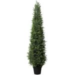 LOMANTO 5Ft Artificial Tree,Fake Topiary Cedar Tree for Indoor Outdoor, UV Rated Potted Plants for Porch Decor Faux Pine Tree for Perfect Housewarming Gift 1Pack