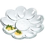 KADAX Glass Serving Platter for Nine Deviled Eggs, Transparent Eggs Holder for Easter Breakfast, Elegant Tray for Boiled Eggs, Decorative Egg Plate