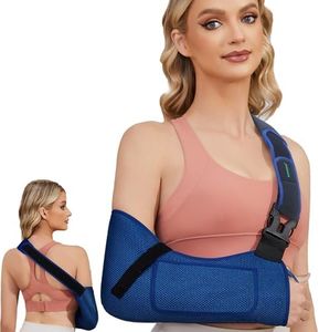 KONSEDIK Arm Sling Shoulder Injury Immobilizer for Men&Women,Medical Sling with Shoulder Pad for Rotator Cuff Injury,Support Brace for Arm,Wrist, Elbow,Clavicle Fracture Post-Surgery (Blue, Medium)