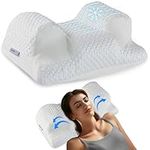 YourFacePillow- Back Sleeper Beauty Pillow, Cervical Neck Pillow, Patented Contour Memory Foam Pillow, Ergonomic Neck, Back and Shoulder Support. Back Sleeping Reduces Pressure on Skin - Cooling