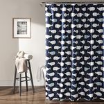 Lush Decor Whale Shower Curtain, 72" x 72", Navy