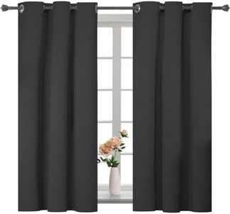YSTELLAA Rideau 100% Occultant, Rideau Thermique Isolant Anti Froid Et Chaleur, Rideaux Effet Lin Lot De 2, Rideau Phonique Anti Bruit, Rideaux Salon, Rideaux Chambre, 117×137cm, Noir