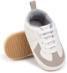 Meckior Infant Baby Girls Boys Canvas Shoes Soft Sole Toddler Slip On Newborn Crib Moccasins Casual Sneaker Austin Boy's Flat Lazy Loafers First Walkers Skate Shoe, B03/Grey, 12-18 Months Toddler