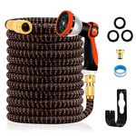 Expandable Garden Hose Pipe 75FT, Upgraded 3-Layer Latex No-Kink Flexible Water Hose, 3/4"&1/2" Metal Connectors, 10 Function Spray Nozzle, Hose for Gardening, Washing & Cleaning