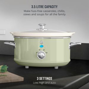 Swan Retro 3.5L Slow Cooker – Green