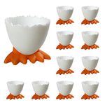 Egg Cups Cartoon Egg Holders Soft Hard Boiled Egg Cups for Breakfast Brunch Soft Boiled Egg (White)