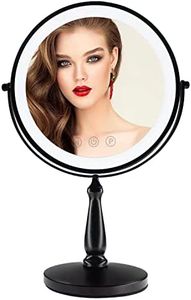 WIZCHARK 9" Large Lighted Makeup Mirror, 1X/10X Magnifying Mirror with Lights, Double Sided Vanity Mirror with Lights, 3 Color LED Dimmable 2000mAh Rechargeable Light Up Magnifying Mirror Black