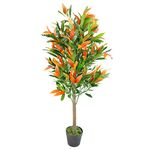 Leaf Artificial Ficus Tree/Plant, Photinia Red Green, 130 cm