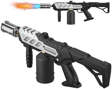 Dceefff Propane Torch Gun, Detachable & Adjustable Flame Thrower Gun, 1800℃ Heavy Duty Blow Torch for BBQ, Searing Steak, Campfire Starter, Ice Melting and Soldering, Sliver (Tank Not Included)