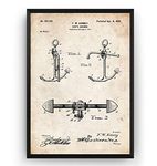 Magic Posters Boat Anchor 1902 Patent Print - Beach House Vintage Poster Wall Art Posters Gifts For Men Women Nautical Room Sailor Blueprint Decor - Frame Not Included