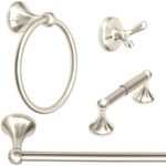 WholesalePlumbing 4-Piece Bathroom Hardware Accessory Set With 24" Towel Bar - Satin Nickel