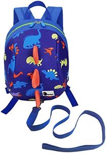 DD Mochila Guarderia Niños, Anti Perdió Dinosaurio Mochila con Correa de Arnés de Seguridad Azul (Blue)