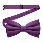 JEMYGINS Solid Color Pre-tied Bow Tie Adjustable Bowtie for Men, Dark Purple, general