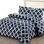 ComfyWell Super King Duvet - Printed Comforter Bedspreads, Coverlets & Sets, 2 Pillowcases Warm and Anti Allergy All Season Coverless Duvet, Throws For Bed. (Super King (220x260cm), Navy Blue)