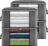 Clothes Storage Bag 4Pack 90L Large Capacity Solution Organizer for Clothes, Duvets, Comforters, Blankets, Bedding with Zip and Clear Window Reinforced Handle Thick and Breathable Fabric