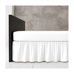 Poly Cotton Base Valance Bed Sheet Plain Dyed 16" Inches Drop Frilled King Size Platform Bedding, White