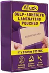 ATack Self Laminating Pouches, 50-Pack Business Card Self Laminating Sheets, 9.5 mils, Self Adhesive Laminate Sheets for Business Cards, Clear Self-Sealing Laminating Sheet Pouches