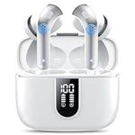 Ear Buds Wireless Earbuds, 50Hrs Playtime Bluetooth Earphones, Bluetooth Headphones 5.3, In Ear with 4 ENC Call Noise Cancelling Mics, Bass Boost 85%, Mini Earbuds IPX7 Waterproof, USB-C(White)