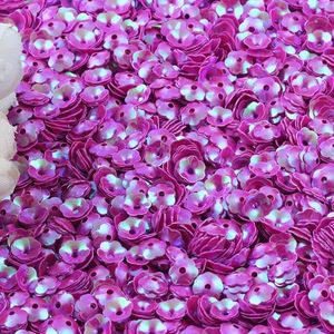 4000pcs 6mm Glitter Flower Bulk Loose Sequins Iridescent Round Embroidery Paillettes Crafts Sequins Cup Spangles for Sewing Christmas Wedding Confetti Decoration Accessories(Rose Red)