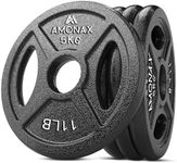 Amonax Cast Iron Weight Plates Set, 2.5kg, 5kg, 10kg Dumbbell Plates for 2 Inch Olympic Weight Plates Bars, Metal Barbell Plates for Weight Lifting Hip Thrust, Steel Weight Plates for Home Gym