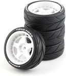 Chanmoo 1/10 RC Racing Rally Car Tires 12mm Hex Plastic Wheels Rims and Rubber Tyres for 1:10 On Road Car Tamiya XV01 XV02 TA06 TT01 TT02 PTG2 144001 A959 HPI KYOSHO RC Rally Drift Car 4PCS (White B)