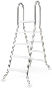 IRONMAX Above Ground Pool Ladder, Heavy Duty Stainless Steel Swimming Pool Ladder with Top Platform and Non-Slip Steps, 4-Step Double-Sided Pool Stairs for 55" Pool Wall Height