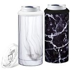 Vacuum Insulated Skinny Can Cooler - THILY Stainless Steel Drink Holder for 12 oz Slim Cans | Triple Insulated Tumbler with Lid, for Slim Beer & Hard Seltzer, 2 Pack(Black Marble + White Marble)