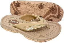 ZORIZ Golf Sandals for Women and Men, Golf Thong Flip Flops With Removable Soft Spikes, Golf Footwear With Deeper Heel Cup and Higher Sidewalls for Secure Comfort, Tan, Men’s 14