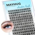 Mayhug Individual Lashes Cluster D Curl False Eyelashes 144pcs Natural Cluster 8-18mm Lashes with Thin Band Light Fluffy DIY Lash Extension Natural Eyelashes (Sexy Baby)