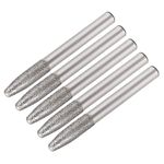 uxcell Diamond Burrs Bits Grinding Drill Carving Rotary Tool for Glass Stone Ceramic 150 Grit 1/4" Shank 6mm Tapered 5 Pcs