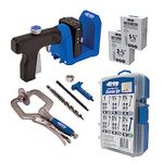 Kreg Pocket-Hole Jig 520PRO with Starter Screw Kit - Easy Clamping & Adjusting - Includes 360-Degree Rotating Handle - with 260 Pocket-Hole Screws - for Materials 1/2" to 1 1/2" Thick