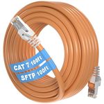 Cat 7 Ethernet Cable 100ft, Outdoor & Indoor SFTP Triple Shielded Ethernet Cable, High Speed 10Gbps 600MHz Internet Cable, Waterproof/UV Resistant, Direct Burial, LAN Cable RJ45 for Router, Gaming