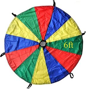 GSi Kids Play Parachute Rainbow Parachute Toy Tent Game for Children Gymnastic Cooperative Play and Outdoor Playground Activities (Rainbow 6 Feet) (6 Feet Parachute)