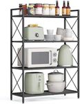 SONGMICS 4-Tier Metal Storage Rack, Shelving Unit with X Side Frames, Dense Mesh, 12.6 x 31.5 x 44.3 Inches, for Entryway, Kitchen, Living Room, Bathroom, Industrial Style, Ink Black UBSC184B01