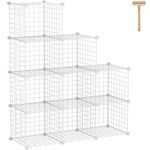 C&AHOME Wire Cube Storage, 9-Cube Storage Organizer, Metal Stackable Storage Bins, Modular Bookshelf, DIY Closet Cabinet Ideal for LivingRoom Bedroom, Home, Office 36.6”L x 12.4”W x 48.4”H White