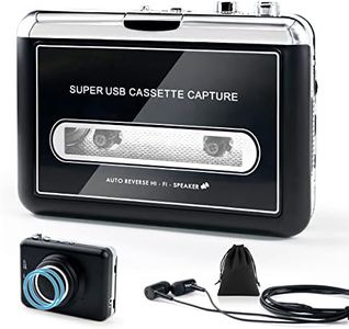 Clear Stereo &Auto Reverse Cassette Player with Detachable External Speaker-Portable Cassette to MP3 Digital Converter- Convert Tapes to Digital Format via USB-Compatible with MAC Laptops & PC