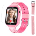 OKYUK Kids Smart Watch with Long-lasting Video & Phone Call, 4G Kids Cell Phone Watch for 3-15 Boys Girls with IP67 Water-Resistance, GPS Positioning is for Reference Only (Pink)