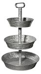 3 Tiered Tray Decor Stand - Galvanized 3 Tier Tray for Cupcake, Dessert, Fruit or Vegetable - Authentic Farmhouse Tiered Tray for Home Decor - Tiered Serving Stand - Ergonomic Three Tiered Tray