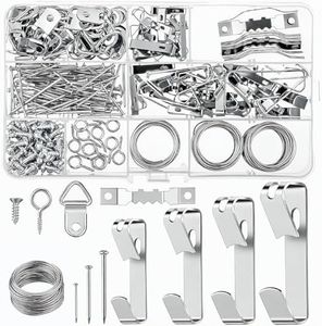 mosiller 246Pcs Picture Hanging Kit - Picture Hangers Assorted Kit with Heavy Duty Wall Hooks, Sawtooth, Picture Wire, Hardware Nails, Eye Hooks and Picture Hanging Tool for Frame Canvas Mounting