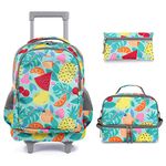 seastig Rolling Backpack for Girls and Boys Rolling Backpack for Kids 18 Inch Double Handle Backpack with Wheels Kids Luggage Bag, Fruit.