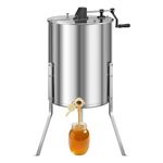 VEVOR Honey Extractor, 4/8 Frame Manual Honey Spinner with Transparent Lid, Stainless Steel Honeycomb Drum Spinner with Height Adjustable Stand, Honeycomb Extraction Equipment for Beekeeping