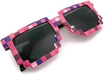 grinderPUNCH® 8-Bit Pixel Retro Novelty Gamer Geek Sunglasses Pink