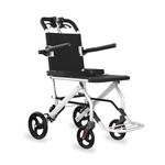 EASYCARE Portable Lightweight Aluminum Traveling Wheelchair (7.6kg) with Attendant Brake & Carry Bag | Travel-Friendly, Indoor Use | 100kg Capacity, Adjustable Seat Belt, United Brake – Ideal for Elderly, Patients & Home Use