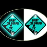 Nouiroy Double-Side Baby on Board Sign with Suction Cups, Reflective Surf Baby On Board PVC Car Decals Cute Reflective Baby Safety Warning Car Decal,4.72x4.72 in (Surf Baby, Mint Green)