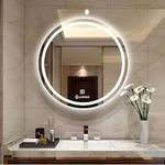 LUPPRA Round Wall Mounting Mirror with Light |Bathroom Mirror,Venity Mirror,Smart Mirror Size 24X24 inch| LED Mirror 3 Tone (Cool White, Natural White, Warm White).